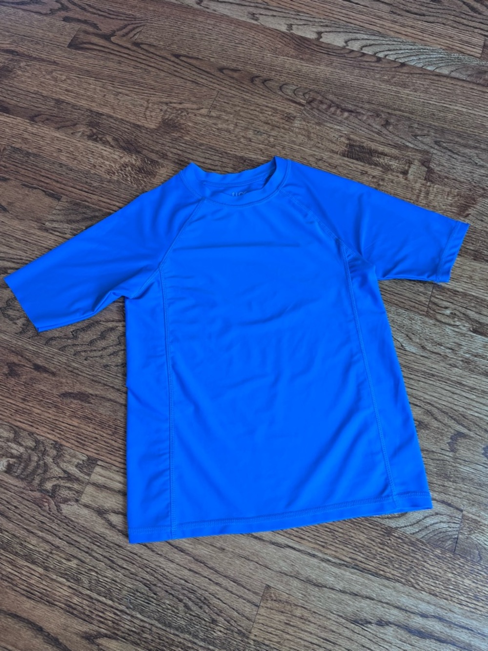 ZELOS Kids Short-Sleeve Swim Rashguard in Bright Blue